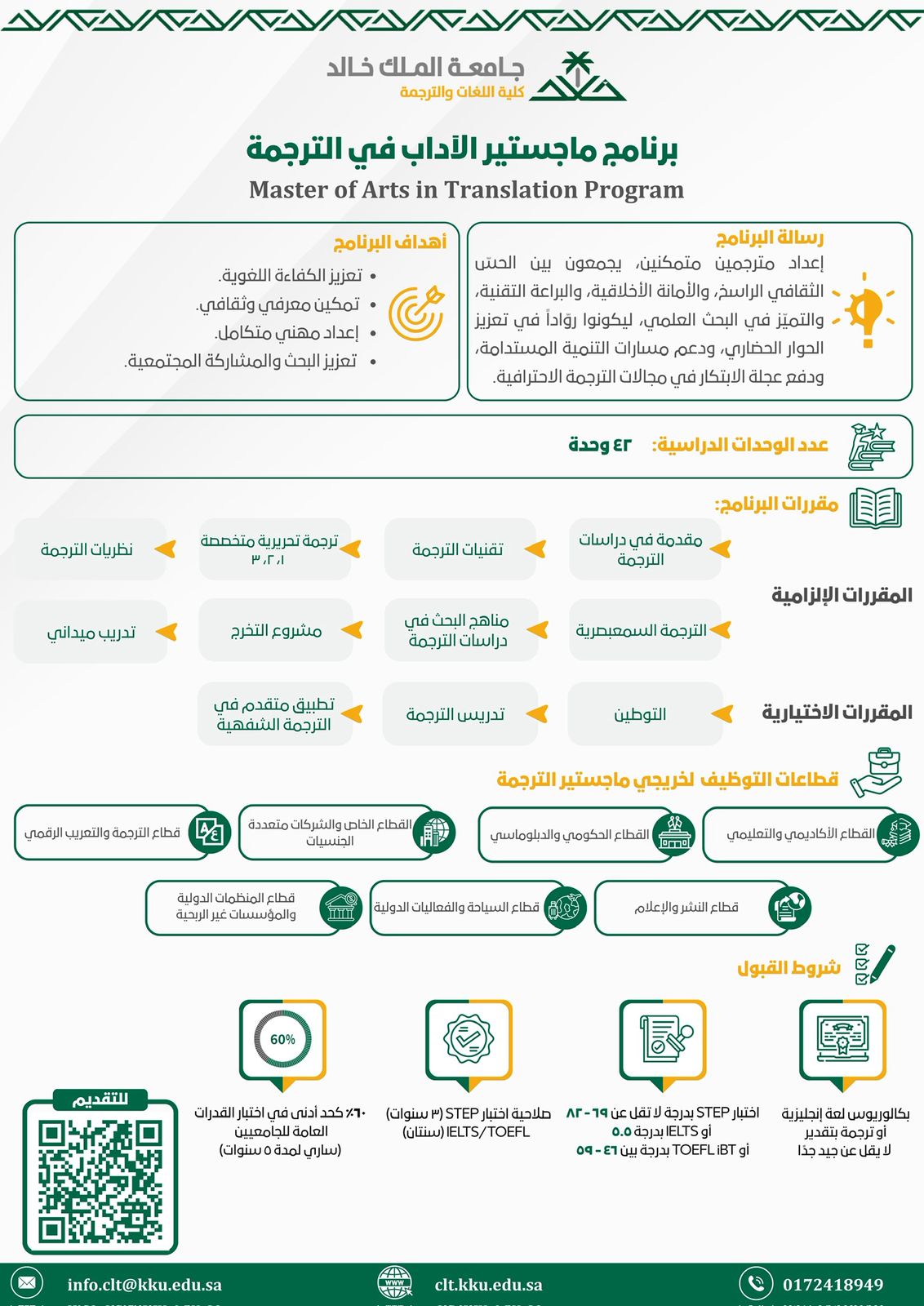 Master of Arts in Translation - College of Languages and Translation - King Khalid University